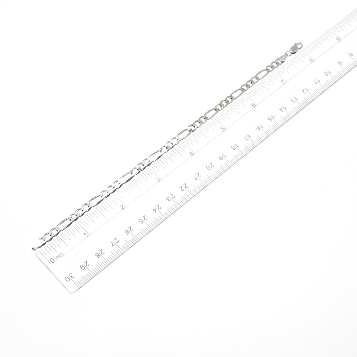 925 Sterling Silver Vintage Italy Figaro Link Bracelet 8"