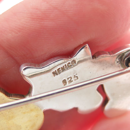 925 Sterling Silver 2-Tone Vintage Mexico Cat Dog Bear Rabbit Cartoon Pin Brooch