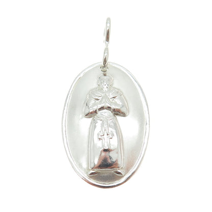 925 Sterling Silver Vintage Praying Pope Religious Medal Pendant