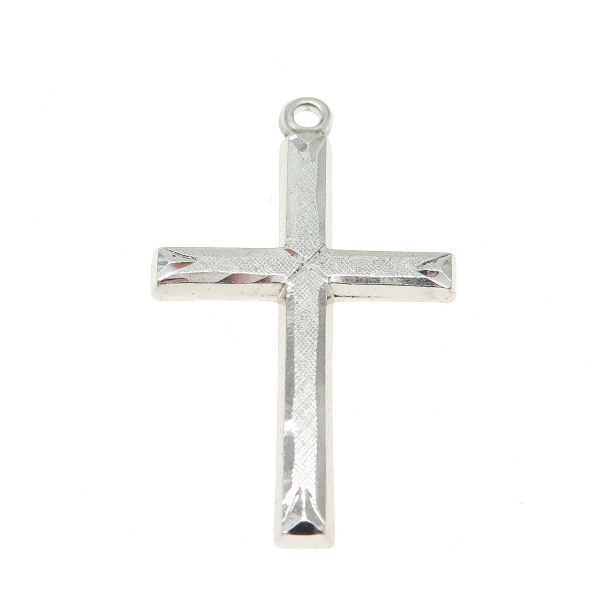 BOJAR 925 Sterling Silver Antique Art Deco Diamond-Cut Cross Religious Pendant