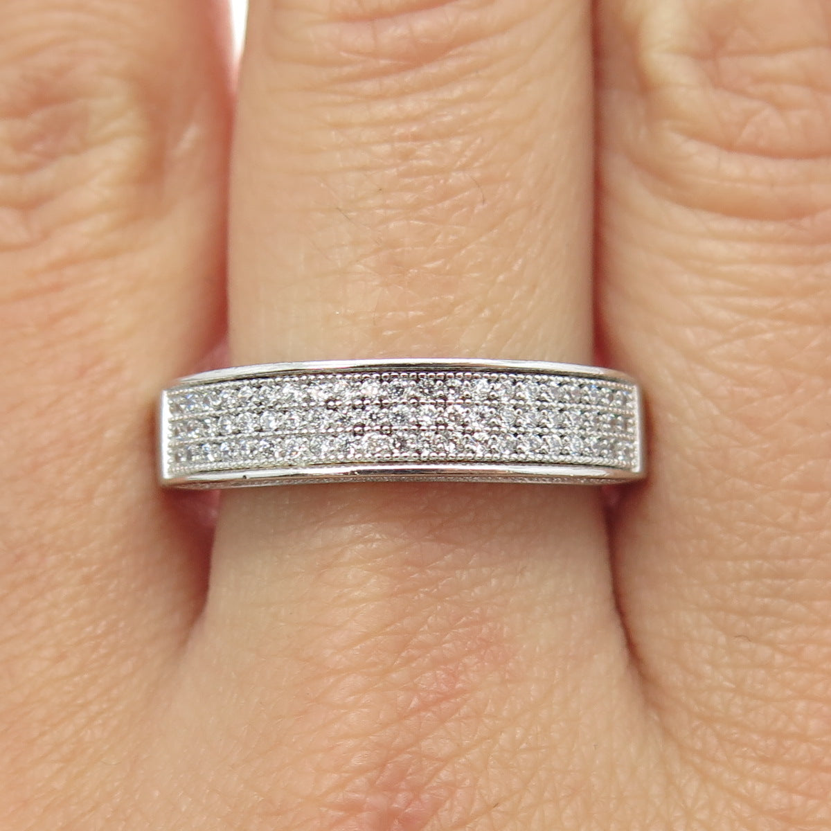 925 Sterling Silver Pave C Z Ring Size 10.25