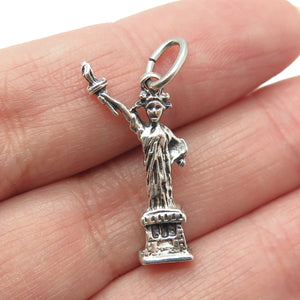 BEAU 925 Sterling Silver Vintage Statue of Liberty 3D Charm Pendant