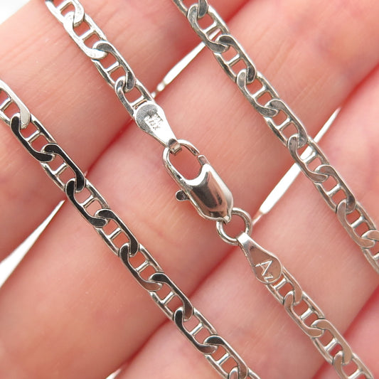 925 Sterling Silver Vintage Italy Anchor Mariner Chain Necklace 18"