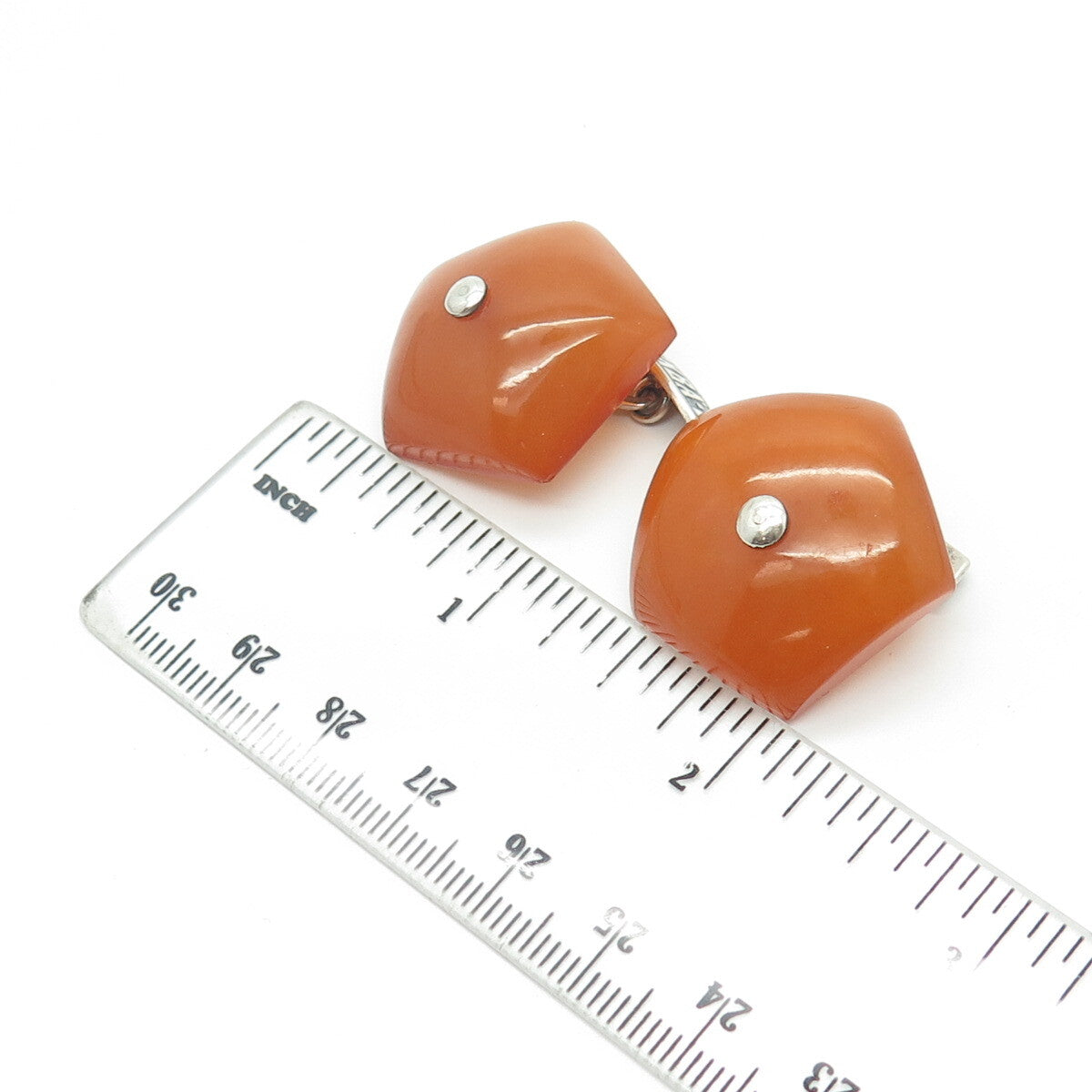 875 Silver Vintage Real Amber Moscow 1980 Olympic Games Cufflinks