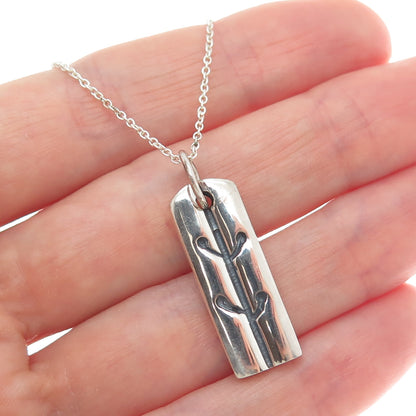 925 Sterling Silver Italy Modernist Tree Bar Cable Chain Necklace 18"