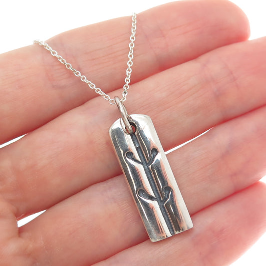 925 Sterling Silver Italy Modernist Tree Bar Cable Chain Necklace 18"
