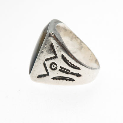 Bell Trading Post Old Pawn Sterling Silver Vintage Agate Tribal Ring Size 8.75