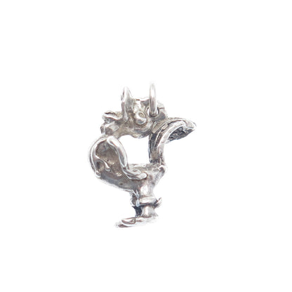 925 Sterling Silver Vintage Rooster Minimalist 3D Charm Pendant