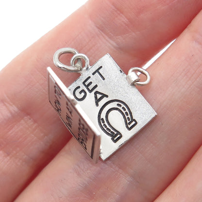 925 Sterling Vintage How To Win At Bridge Get A Horseshoe Mini Locket Pendant
