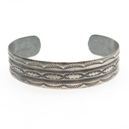 Old Pawn 925 Sterling Silver Vintage Southwestern Adjustable Cuff Bracelet 6.5"