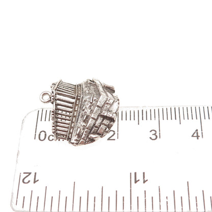835 Silver Vintage Parthenon Oxidized Charm Pendant
