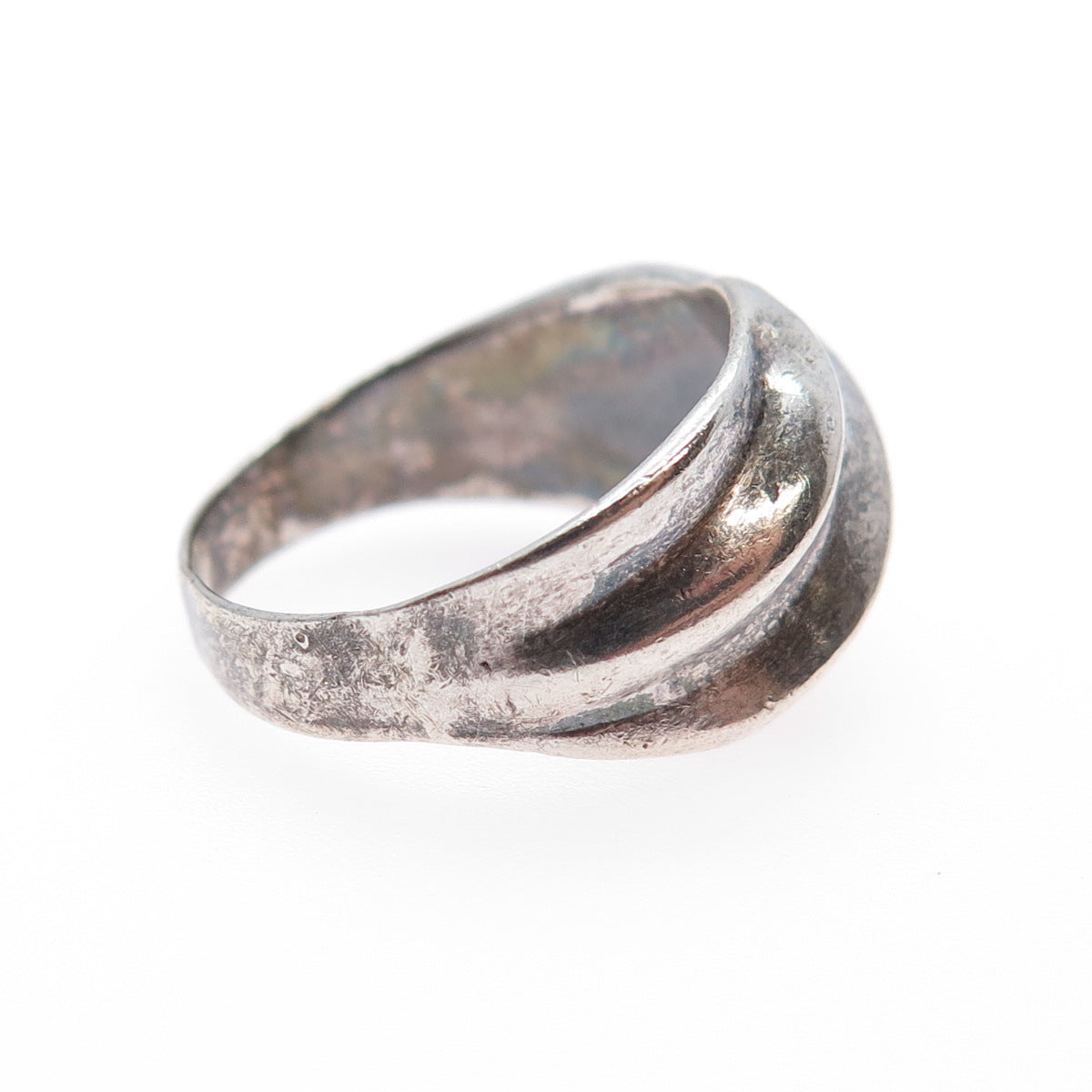925 Sterling Silver Vintage Modernist Oxidized Ring Size 6