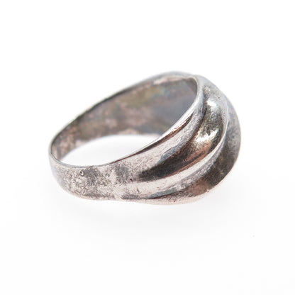 925 Sterling Silver Vintage Modernist Oxidized Ring Size 6