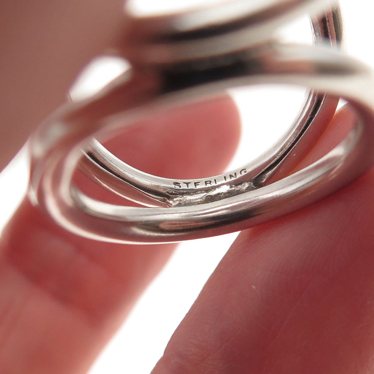 925 Sterling Silver Vintage Real Black Onyx Modernist Ring Size 6