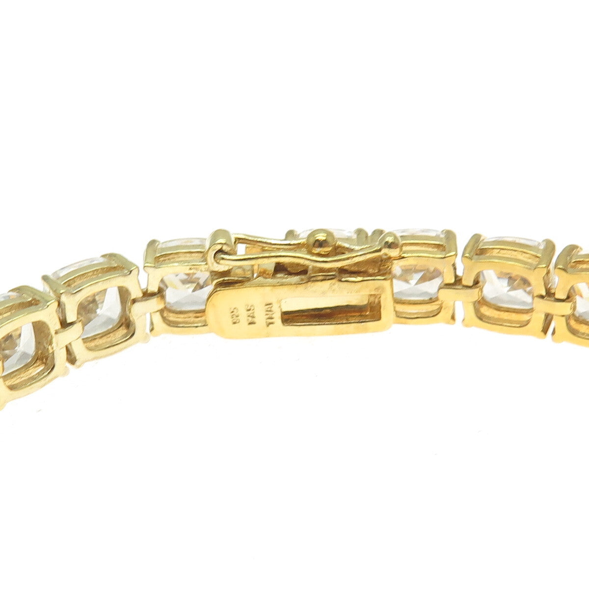 925 Sterling Silver Gold Plated Round-Cut C Z Tennis Link Bracelet 8.25"