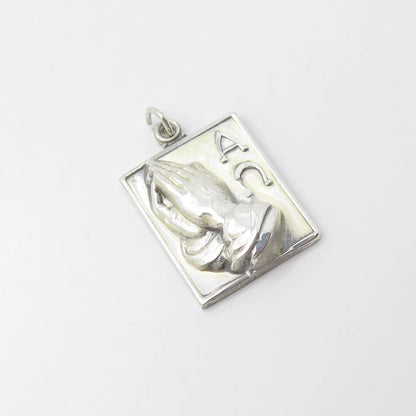 925 Sterling Silver Vintage Hayward Hands in Prayer Religious Charm Pendant