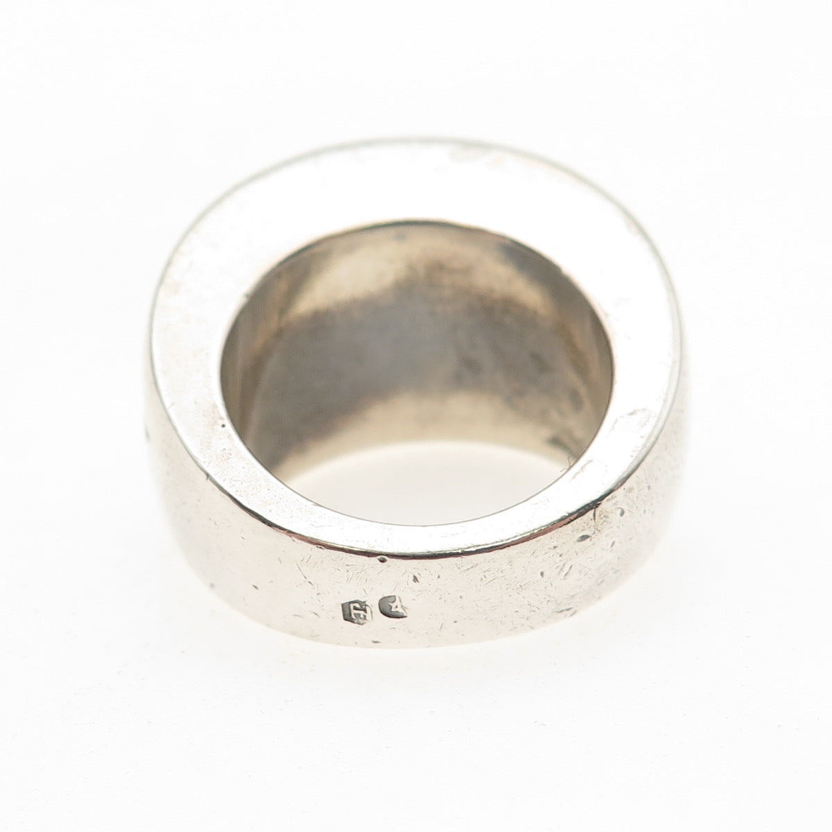 925 Sterling Silver Vintage Spain Modernist Ribbed Oxidized Ring Size 6