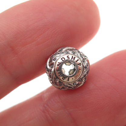 Pandora 925 Sterling Silver C Z Essence Friendship Slide Bead Charm