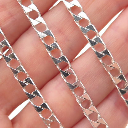 925 Sterling Silver Vintage Italy Curb Chain Necklace 22"