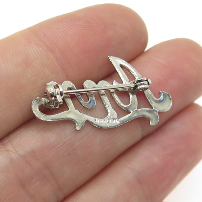 925 Sterling Silver Vintage "Ann" Name Pin Brooch