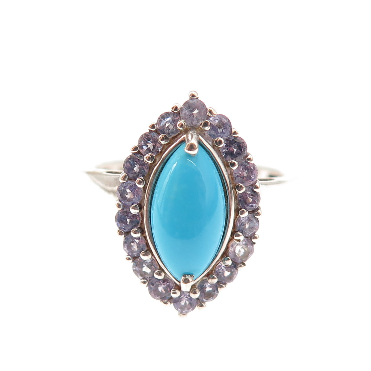 Chuck Clemency 925 Sterling Silver Real Turquoise & Tanzanite Ring Size 8.25