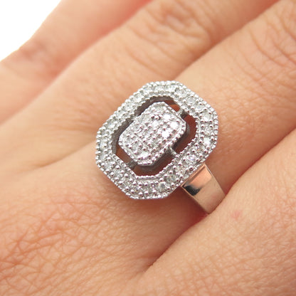 HN HENG NGAI 925 Sterling Silver Real Round-Cut Diamond Ring Size 7.25