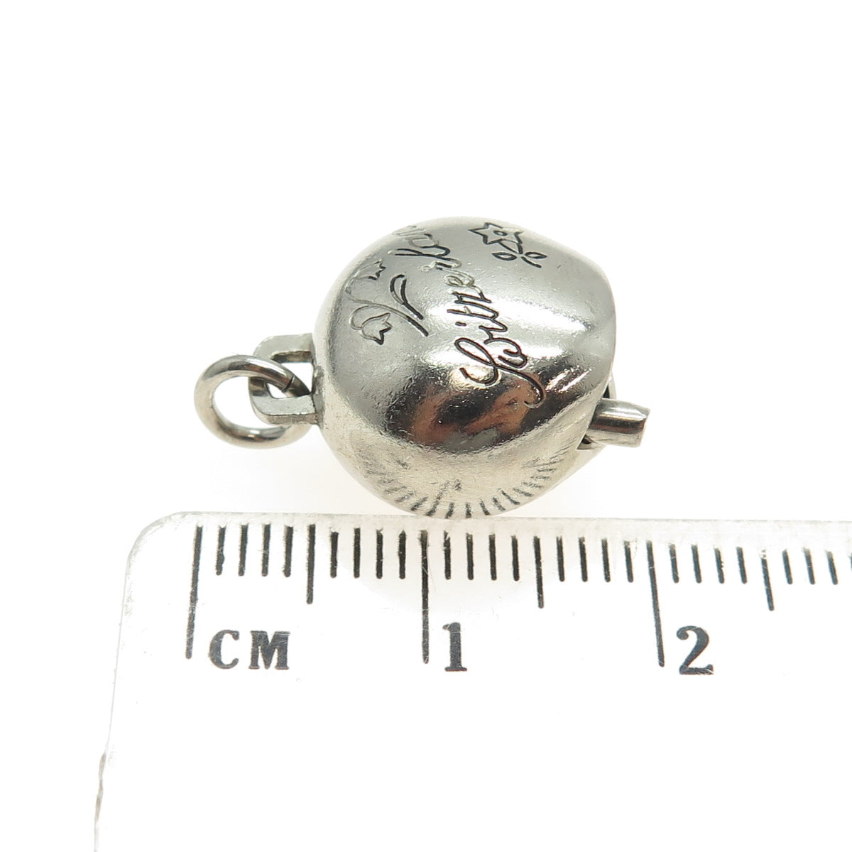 800 Silver Antique Art Deco CHN "Switzerland" Minimalist Bell Charm Pendant