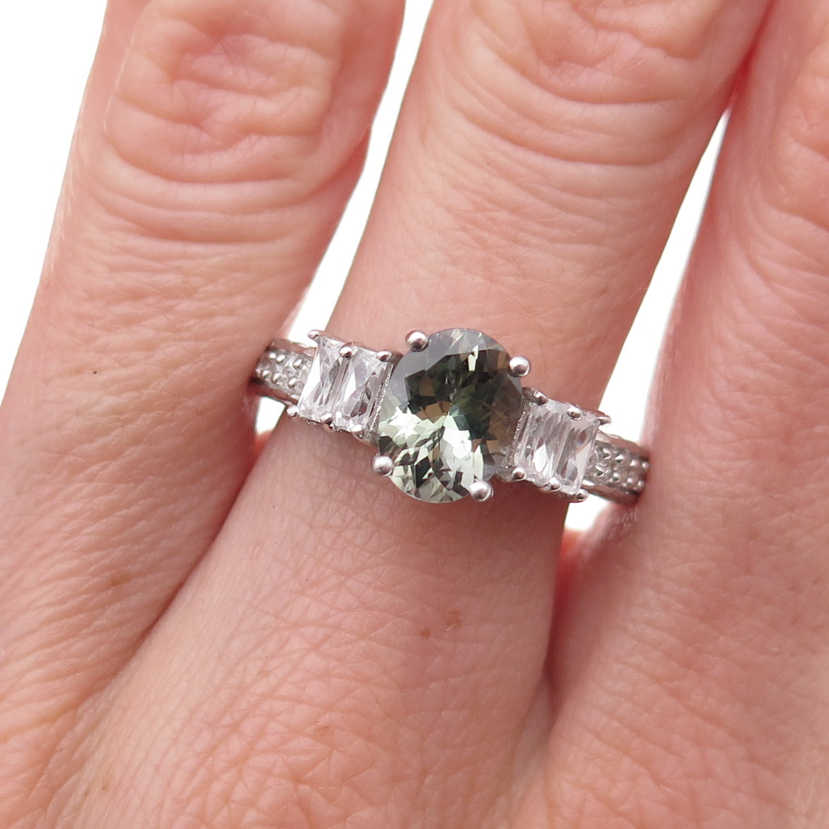Chuck Clemency 925 Sterling Silver Real Iolite & White Topaz Ring Size 8