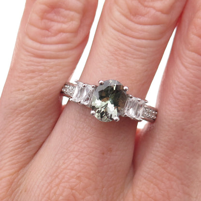 Chuck Clemency 925 Sterling Silver Real Iolite & White Topaz Ring Size 8