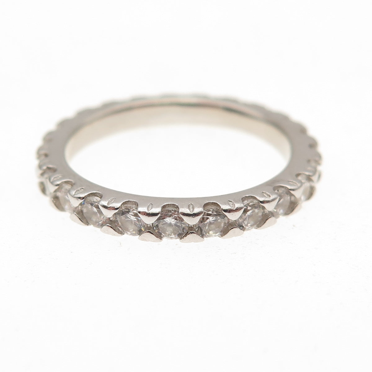 925 Sterling Silver Round-Cut C Z Eternity Band Ring Size 7.25