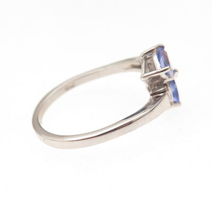 Chuck Clemency 925 Sterling Silver Real Tanzanite Bypass Ring Size 8