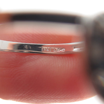 925 Sterling Silver Real Round-Cut Diamond & London Blue Topaz Ring Size 7.25