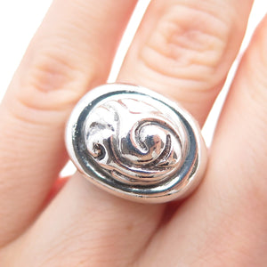 ZINA 925 Sterling Silver Vintage Modernist Wave Oxidized Ring Size 6