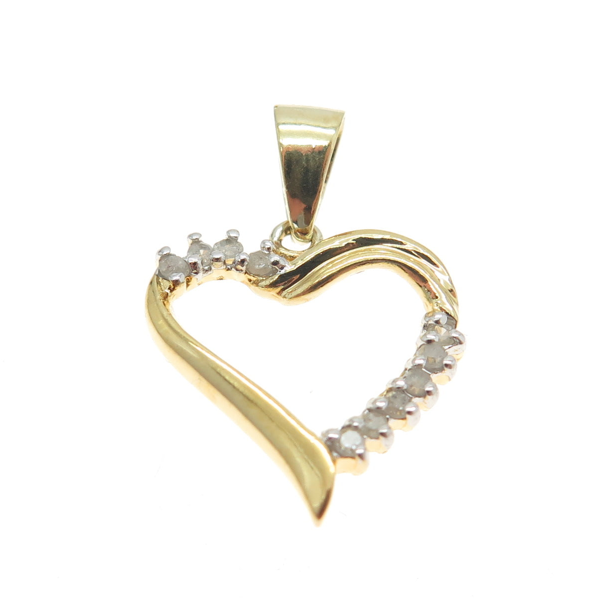 ROBERT SEEMANN Sterling Silver Gold Plated Real Round-Cut Diamond Heart Pendant