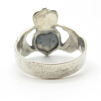 925 Sterling Silver Vintage Irish Claddagh Ring Size 11.75