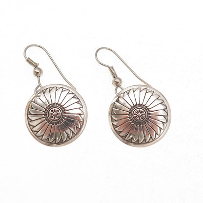 Abel Toledo Navajo Old Pawn 925 Sterling Silver Vintage Concho Dangle Earrings