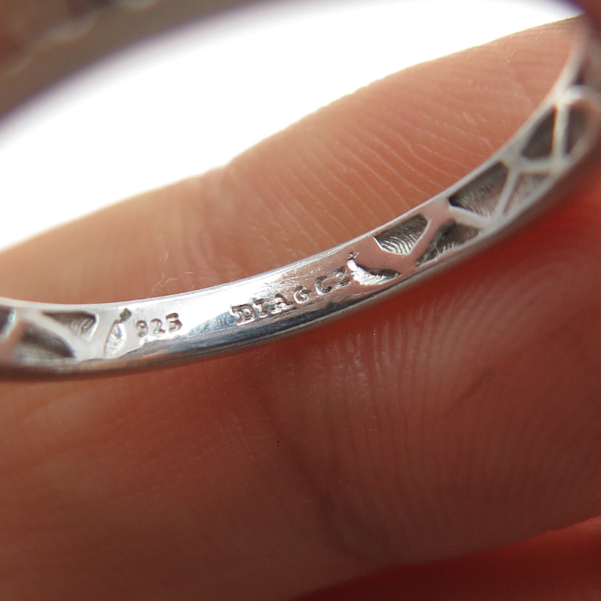 DIAG 925 Sterling Silver Round-Cut C Z Half Eternity Band Ring Size 7.25