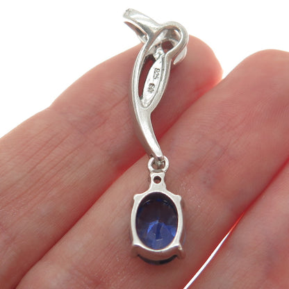 925 Sterling Silver White & Blue C Z Journey Slide Pendant