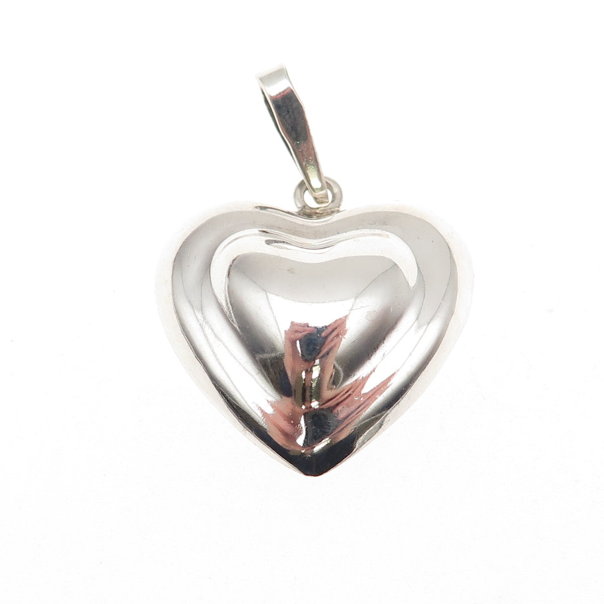 925 Sterling Silver Vintage CII Mexico Modernist Heart Charm Pendant
