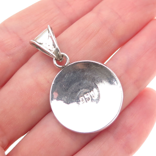 950 Silver Vintage Real Coral Spiral Charm Pendant