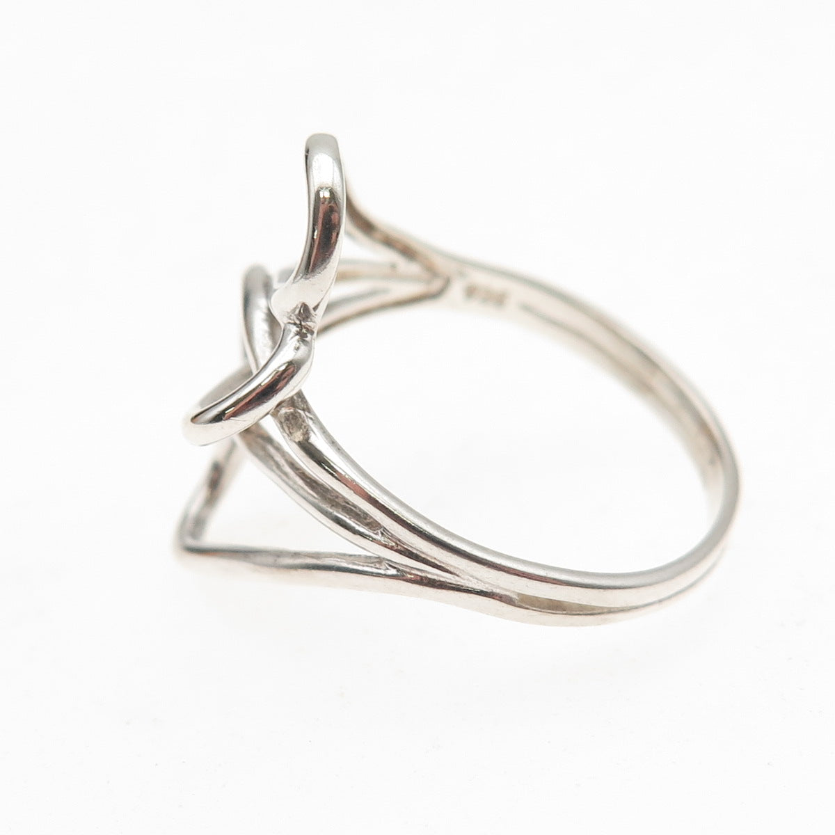 925 Sterling Silver Vintage Interlocked Heart Oxidized Ring Size 10