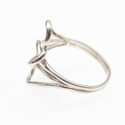 925 Sterling Silver Vintage Interlocked Heart Oxidized Ring Size 10