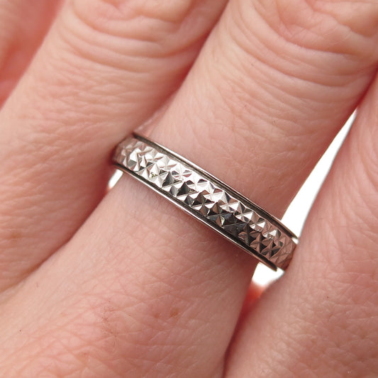 D'Joy 925 Sterling Silver Vintage Diamond-Cut Rotating Band Ring Size 8.25