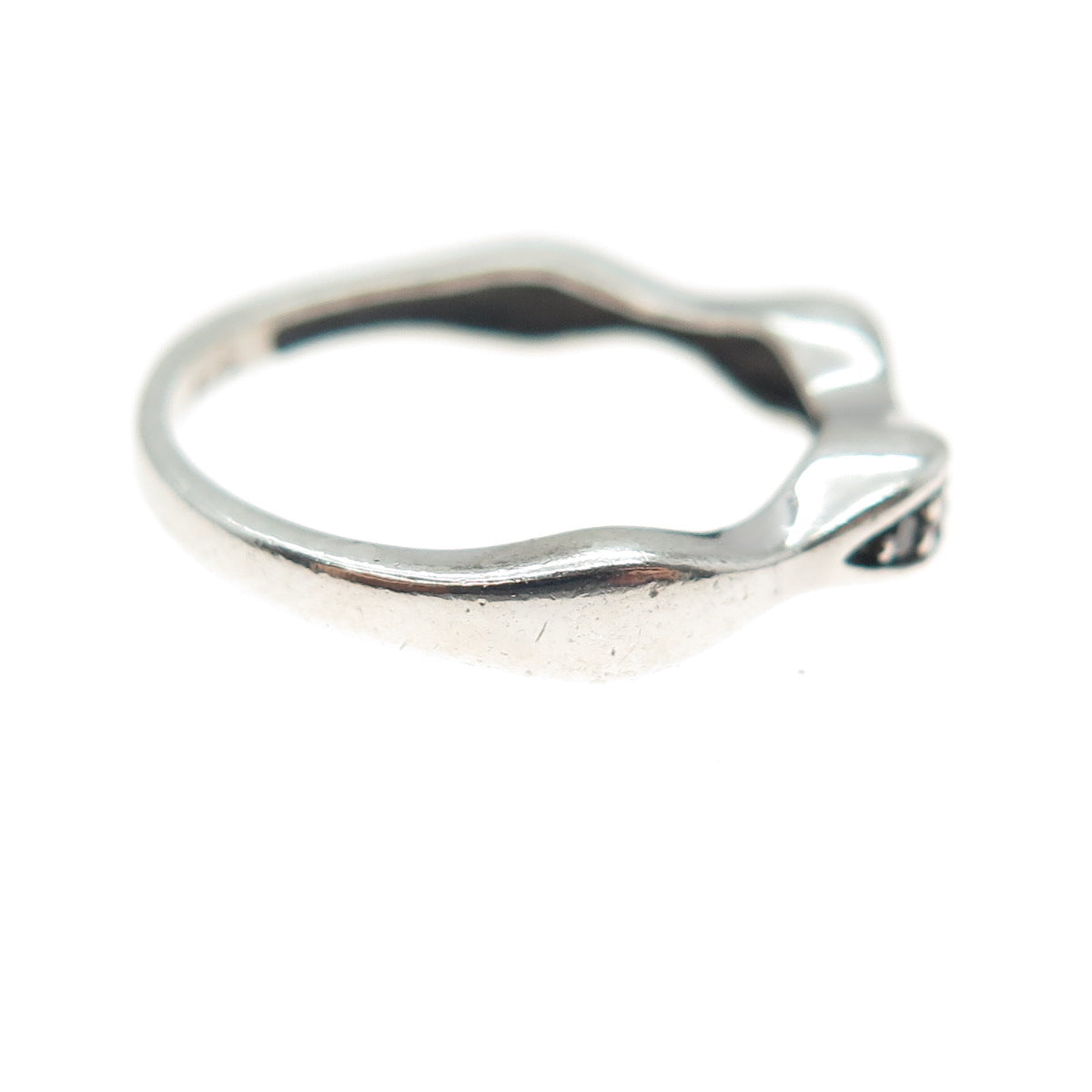 J. STELLA Sterling Silver Real Round-Cut Black Diamond Stackable Ring Size 7.25