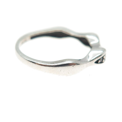 J. STELLA Sterling Silver Real Round-Cut Black Diamond Stackable Ring Size 7.25