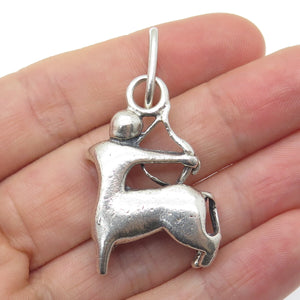 925 Sterling Silver Vintage Sagittarius Zodiac Sing Oxidized Charm Pendant