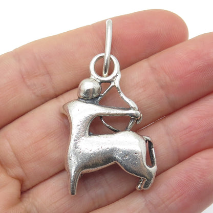 925 Sterling Silver Vintage Sagittarius Zodiac Sing Oxidized Charm Pendant