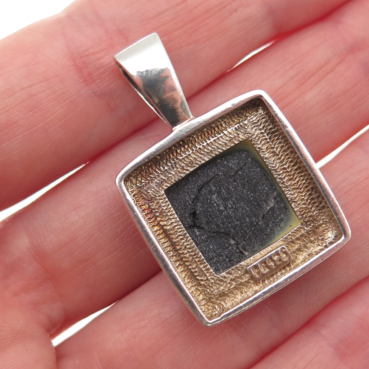 PB Paul Brackna 925 Sterling Silver Vintage Real Opal Charm Pendant