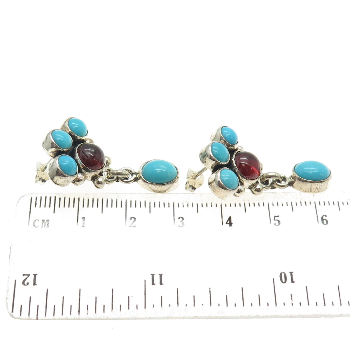 GILO GRACE NAKAI NAVAJO Old Pawn Sterling Vintage Turquoise Tourmaline Earrings