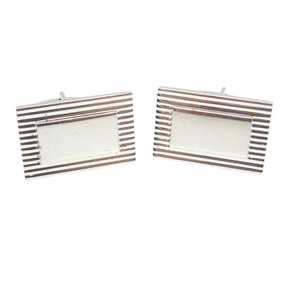 925 Sterling Silver Vintage Classic Engravable Rectangular Cufflinks